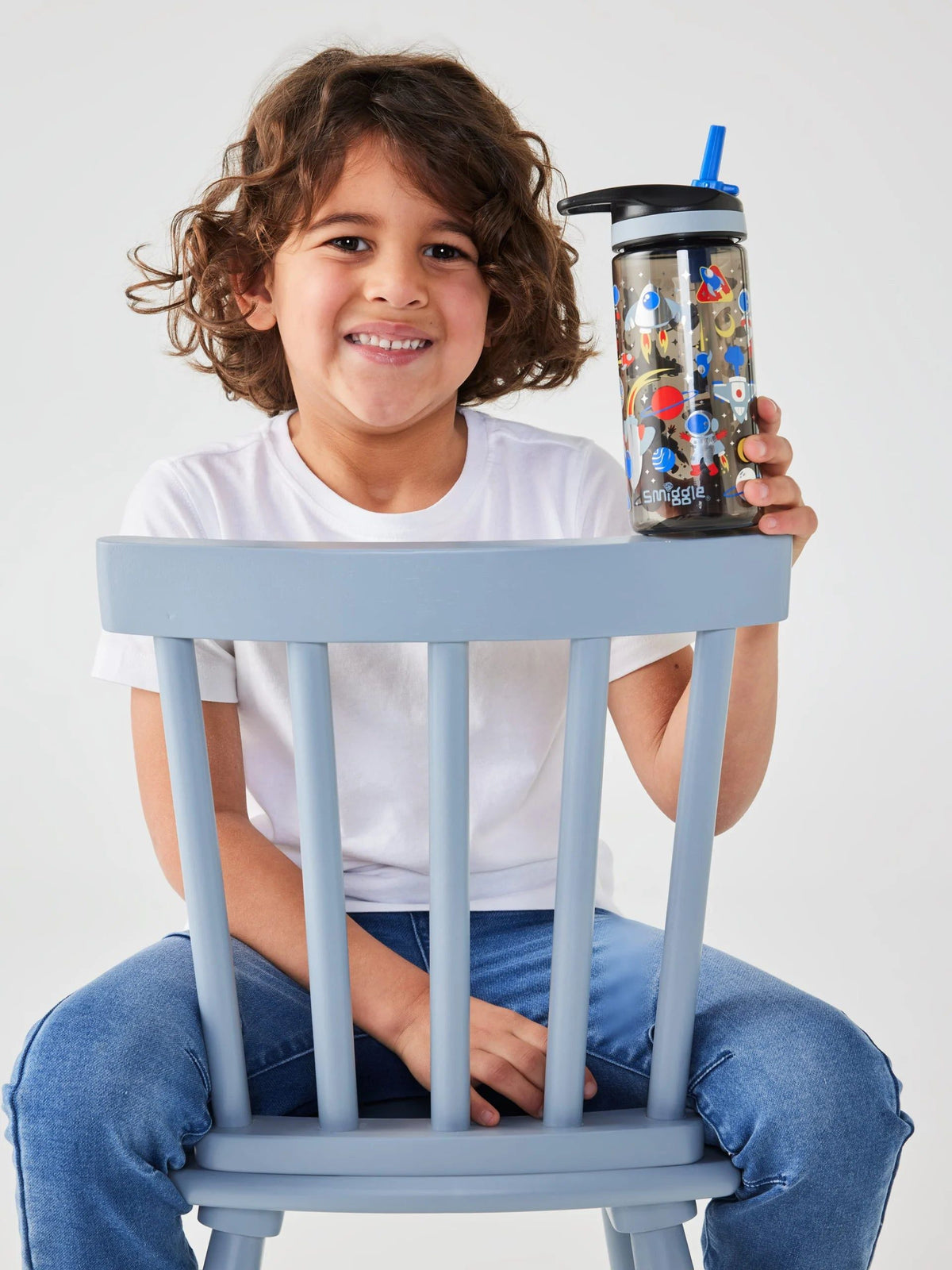 Smiggle - Lets Play Botella de agua con pajita sin BPA de 440 ml