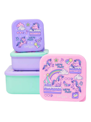 Smiggle - Lets Play Contenedores de Comida y Merienda sin BPA, Juego de 4