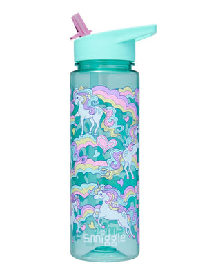 Smiggle - Botella de agua sin BPA de 650 ml con pajita y diseño Limitless