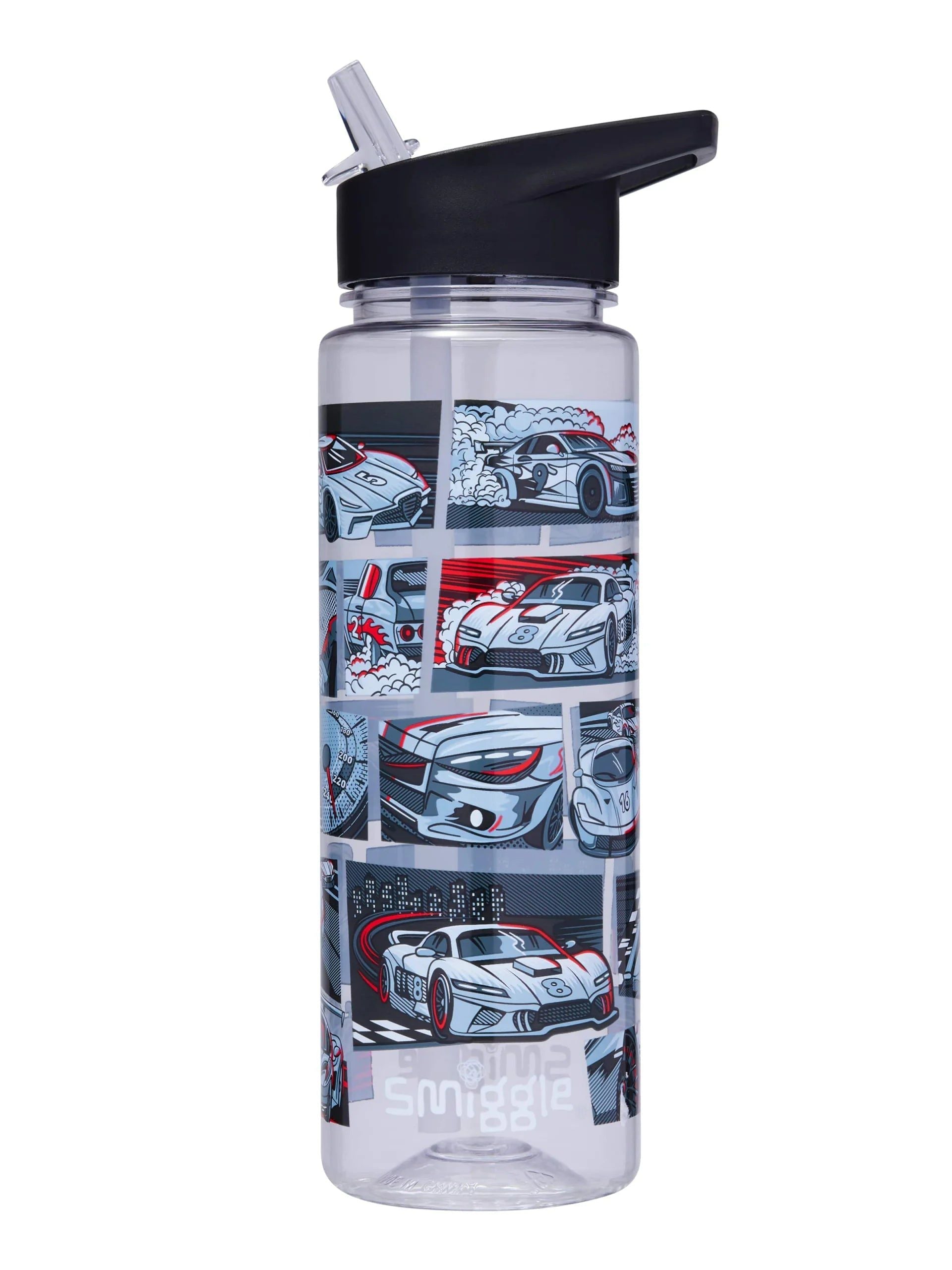 Smiggle - Botella de agua sin BPA de 650 ml con pajita y diseño Limitless