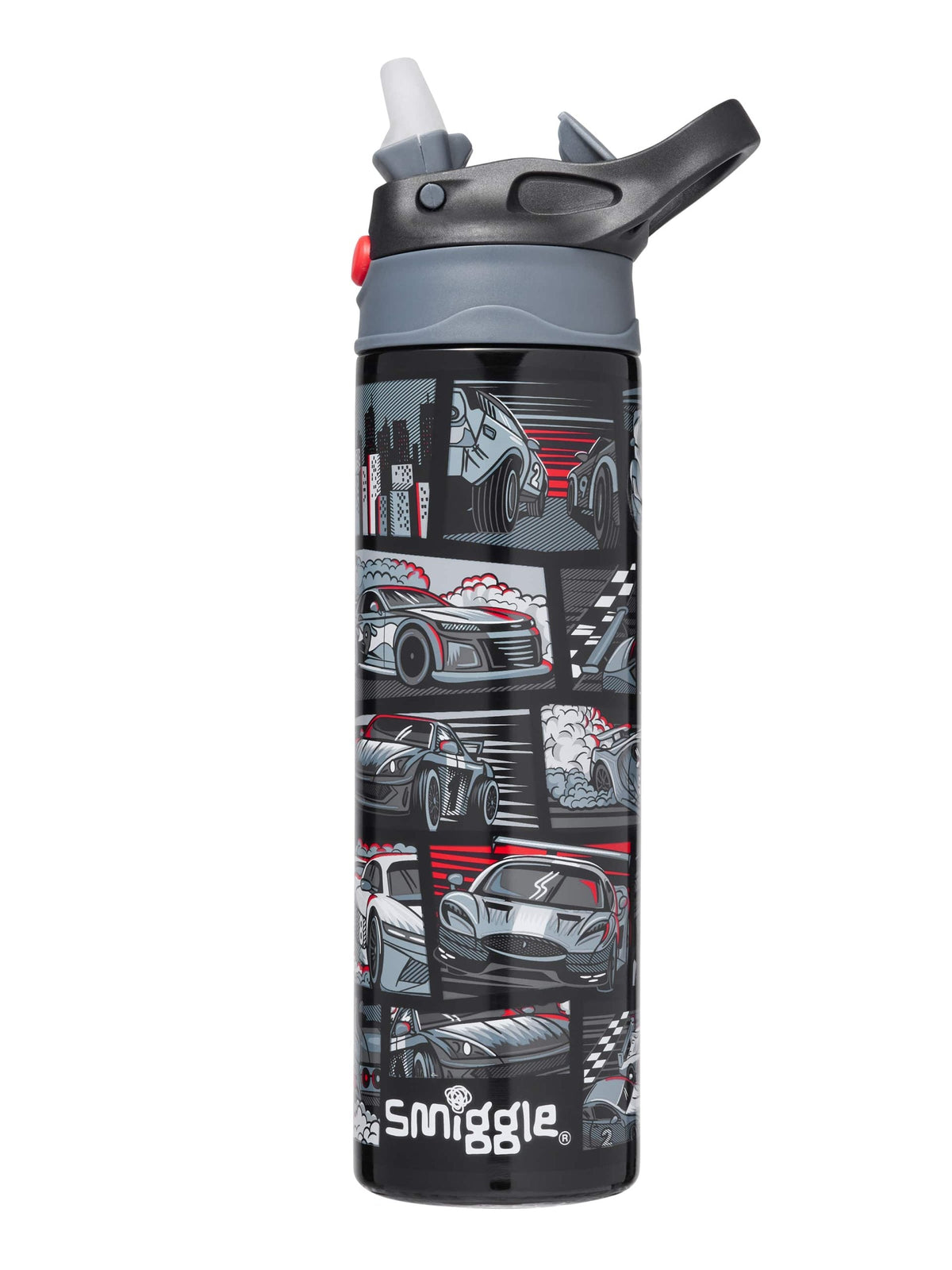 Smiggle - Botella de acero inoxidable con pajita automática de 520 ml Limitless