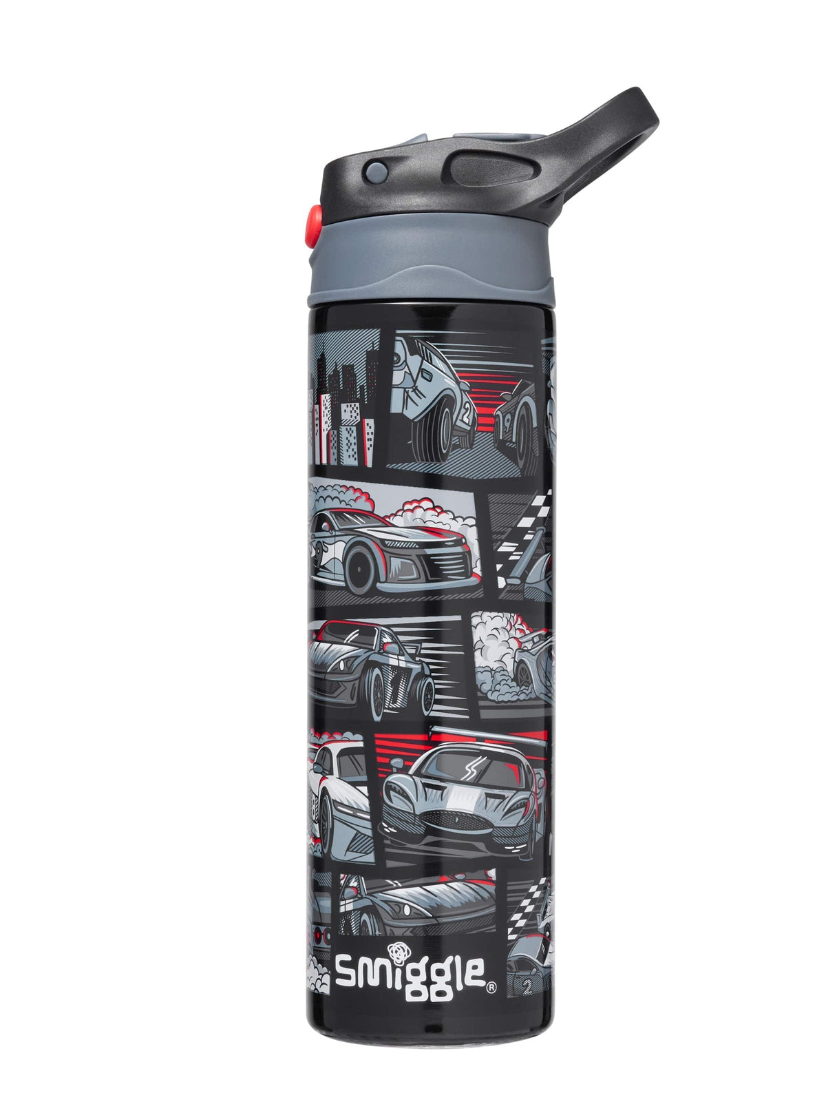Smiggle - Botella de acero inoxidable con pajita automática de 520 ml Limitless