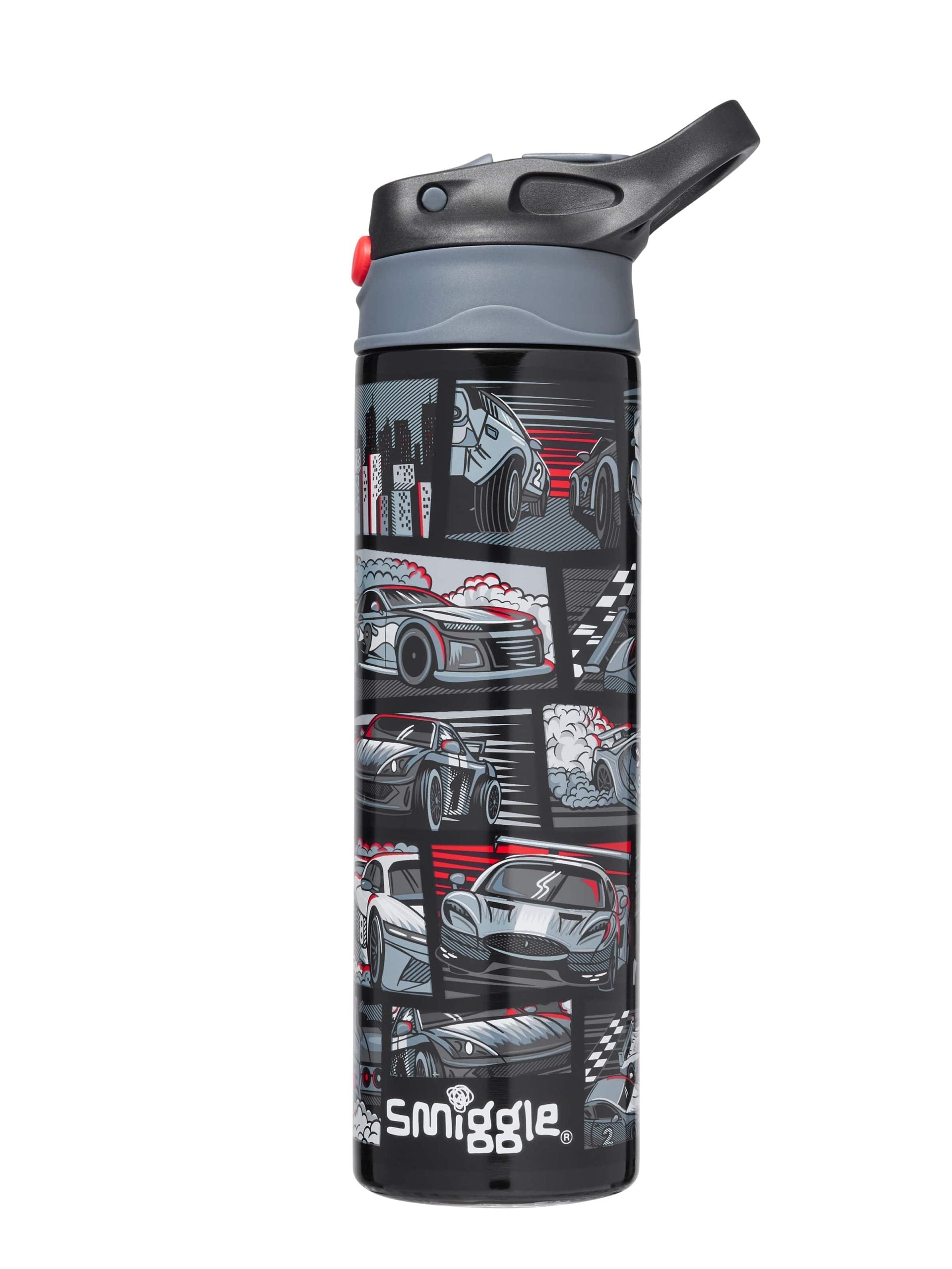 Smiggle - Botella de acero inoxidable con pajita automática de 520 ml Limitless