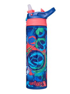 Smiggle - Botella de acero inoxidable con pajita automática de 520 ml Limitless