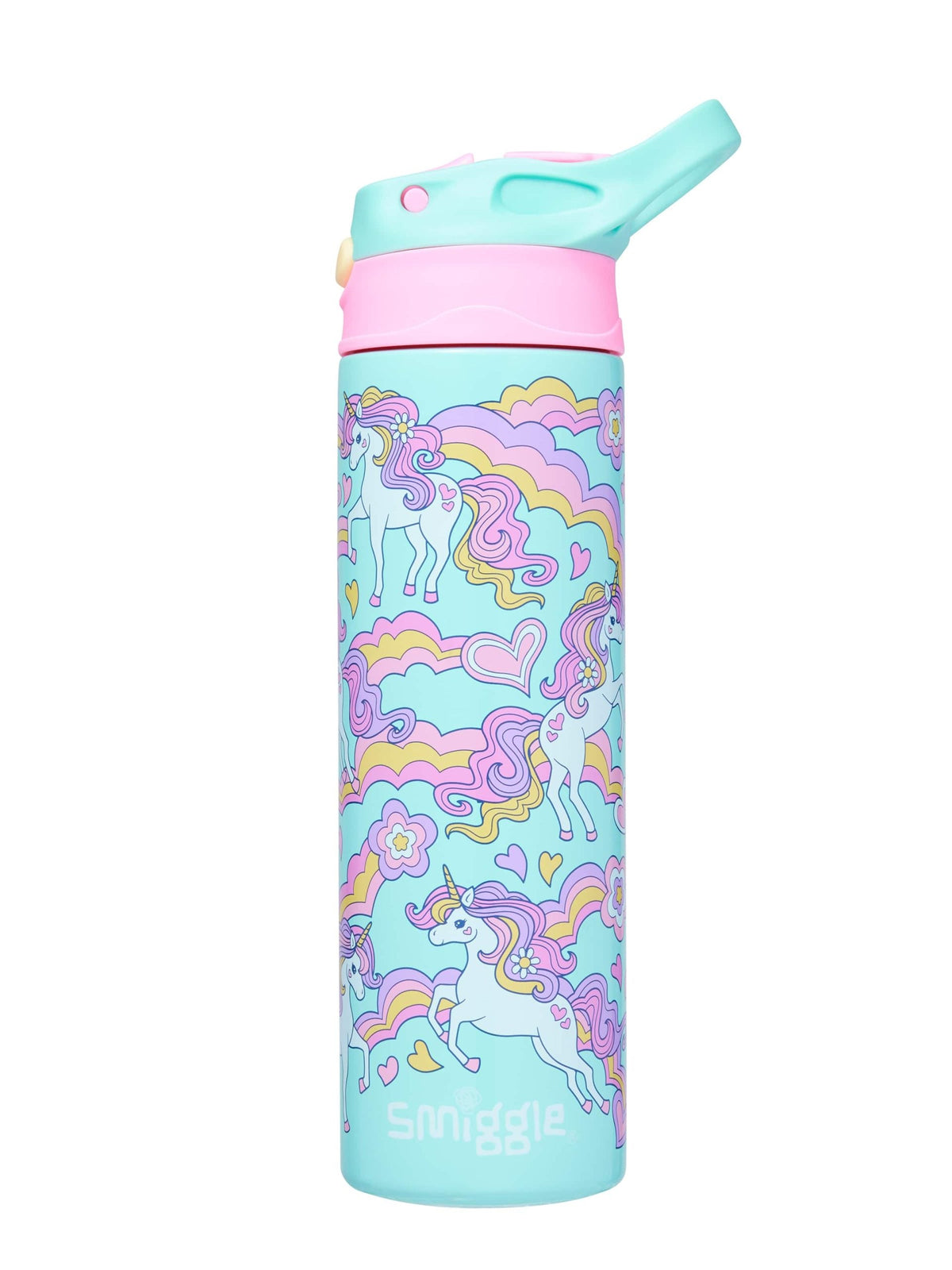 Smiggle - Botella de acero inoxidable con pajita automática de 520 ml Limitless