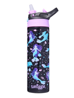 Smiggle - Botella de acero inoxidable con pajita automática de 520 ml Limitless
