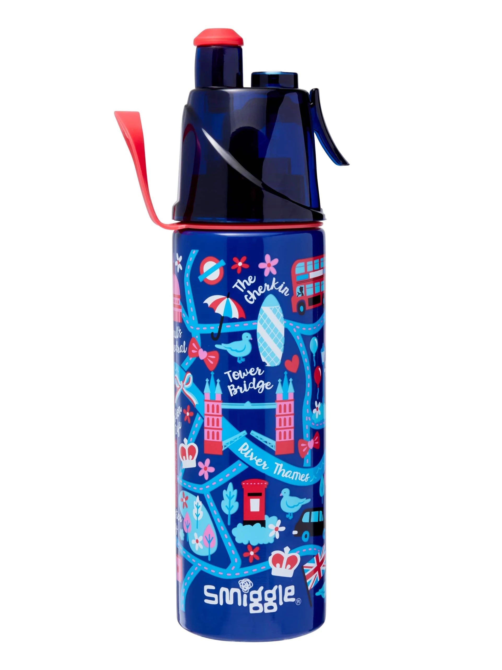 Smiggle - Botella de acero de 500 ml con pulverizador Little London