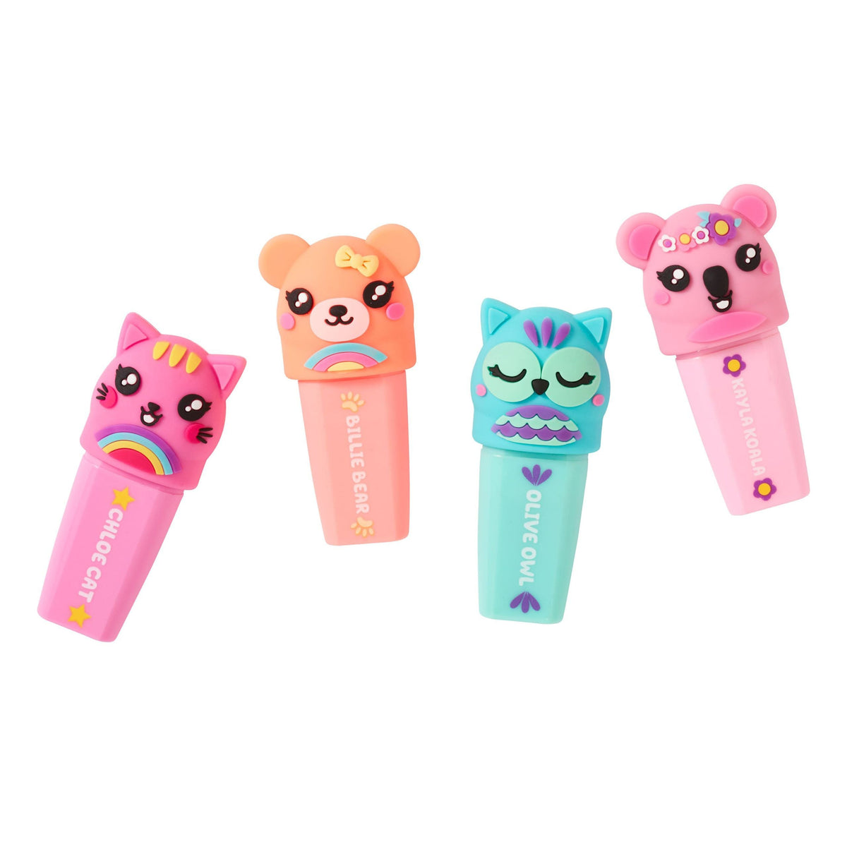 Smiggle - Paquete de 4 rotuladores fluorescentes Little Pals