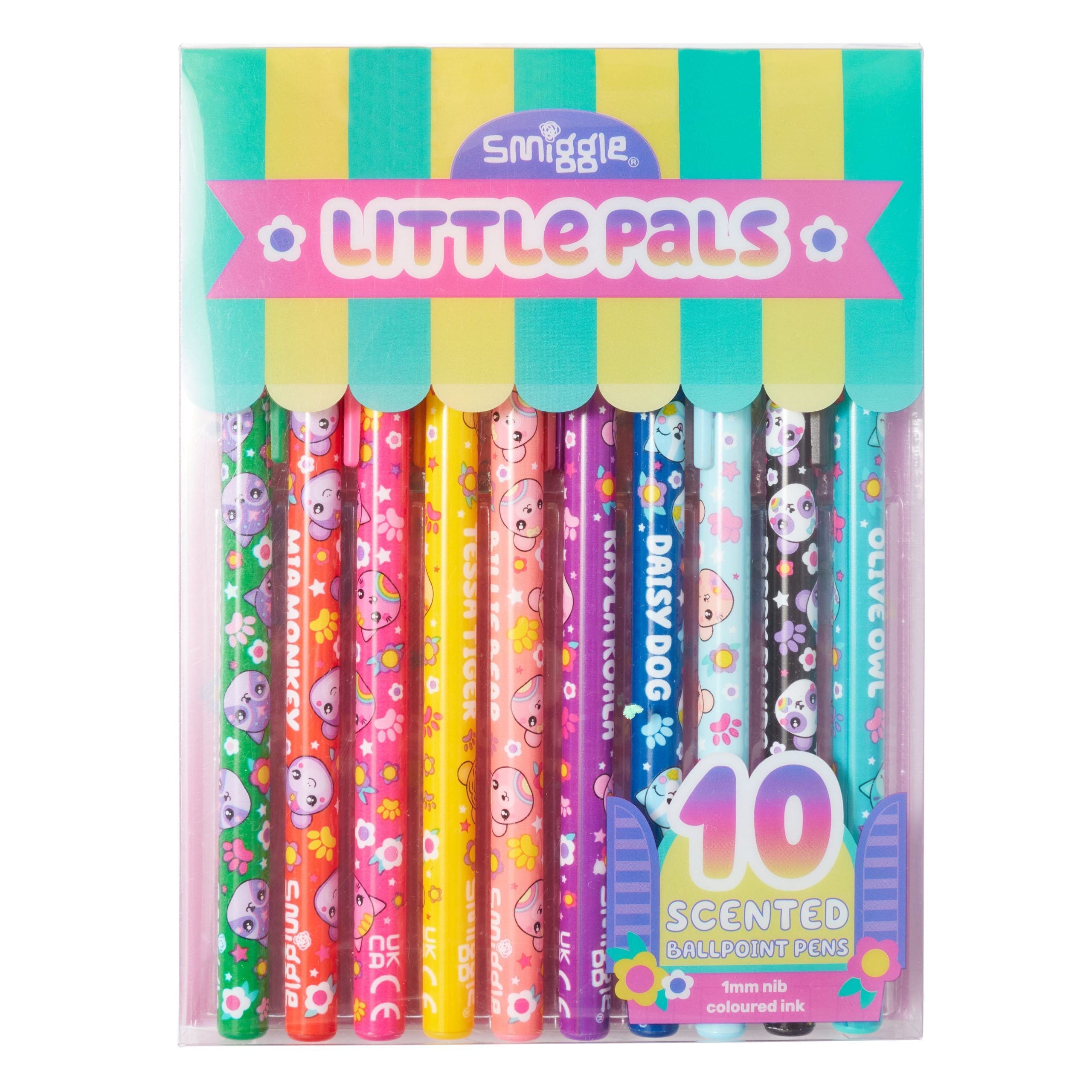 Smiggle - Paquete de 10 lápices de colores perfumados Little Pals