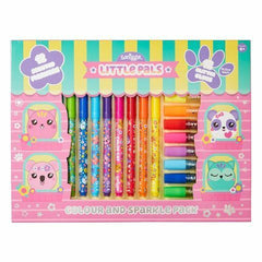 Smiggle - Paquete de rotuladores perfumados y brillantes y pegamento con purpurina Little Pals