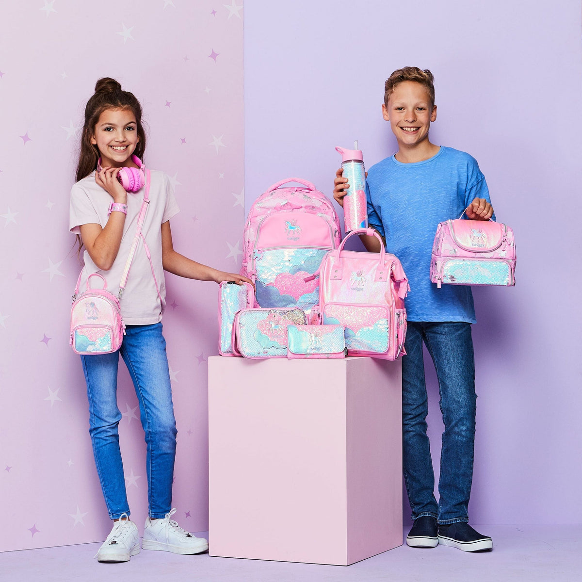 Smiggle - Mochila clásica de unicornio rosa Lunar