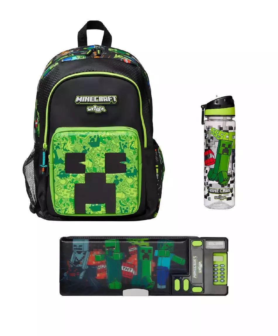 Smiggle - Set de 3 Mochilas Escolares Minecraft