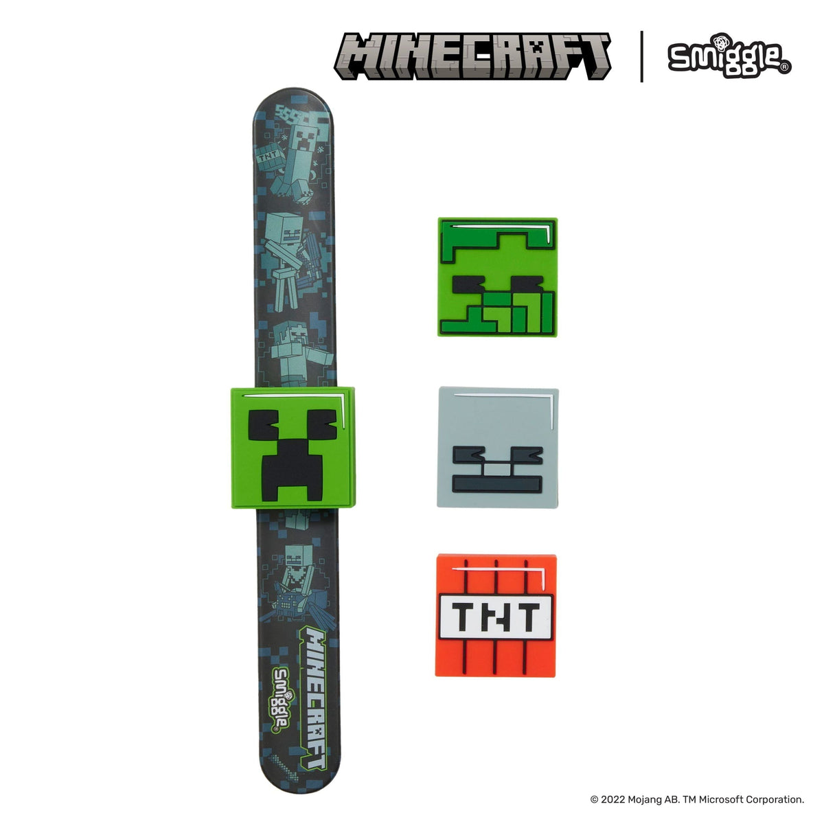 Smiggle - Minecraft Pulsera Slapband con Dijes Intercambiables