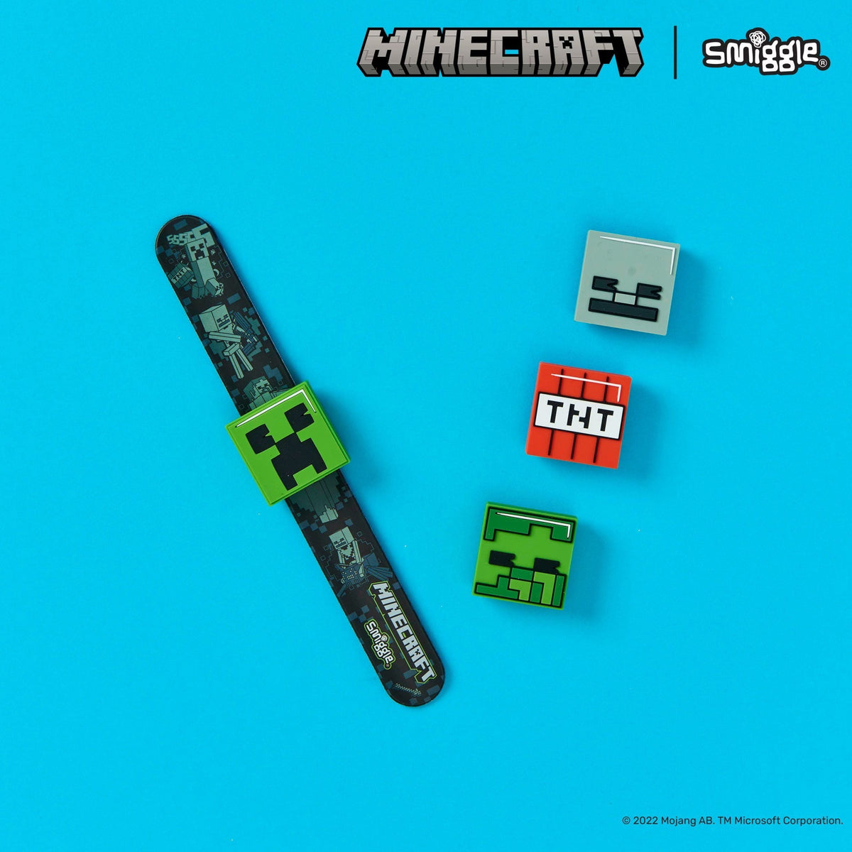 Smiggle - Minecraft Pulsera Slapband con Dijes Intercambiables