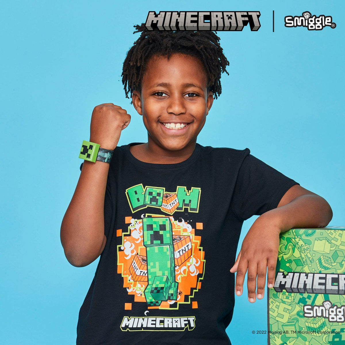 Smiggle - Minecraft Pulsera Slapband con Dijes Intercambiables