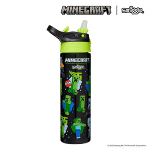 Smiggle - Botella de acero Minecraft con pajita automática de 520 ml