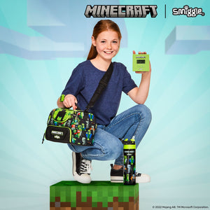 Smiggle - Botella de acero Minecraft con pajita automática de 520 ml