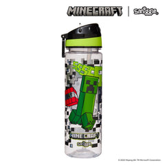 Smiggle - Botella de agua de 650 ml sin BPA con pajita de Minecraft