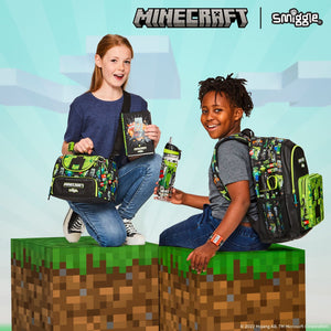 Smiggle - Botella de agua de 650 ml sin BPA con pajita de Minecraft
