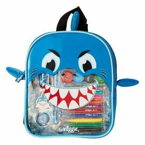 Smiggle - Mochila con Lápices de Colores de Tiburón Azul Dulce para Niños Pequeños