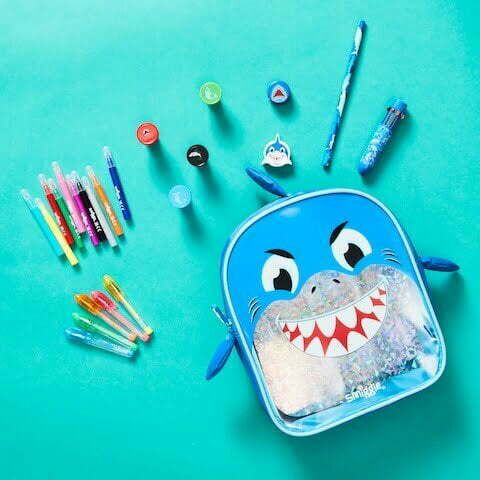 Smiggle - Mochila con Lápices de Colores de Tiburón Azul Dulce para Niños Pequeños