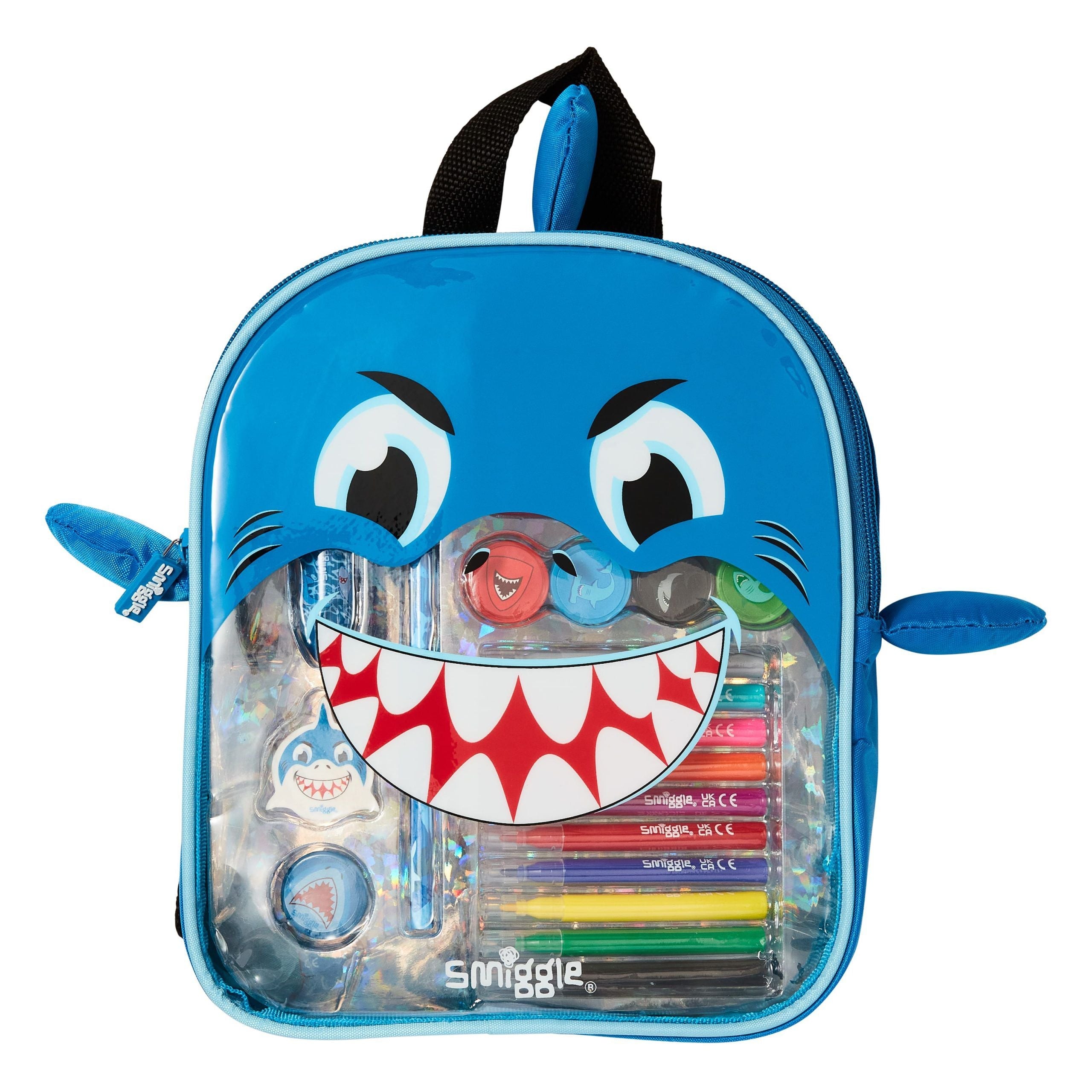 Smiggle - Mochila con Lápices de Colores de Tiburón Azul Dulce para Niños Pequeños