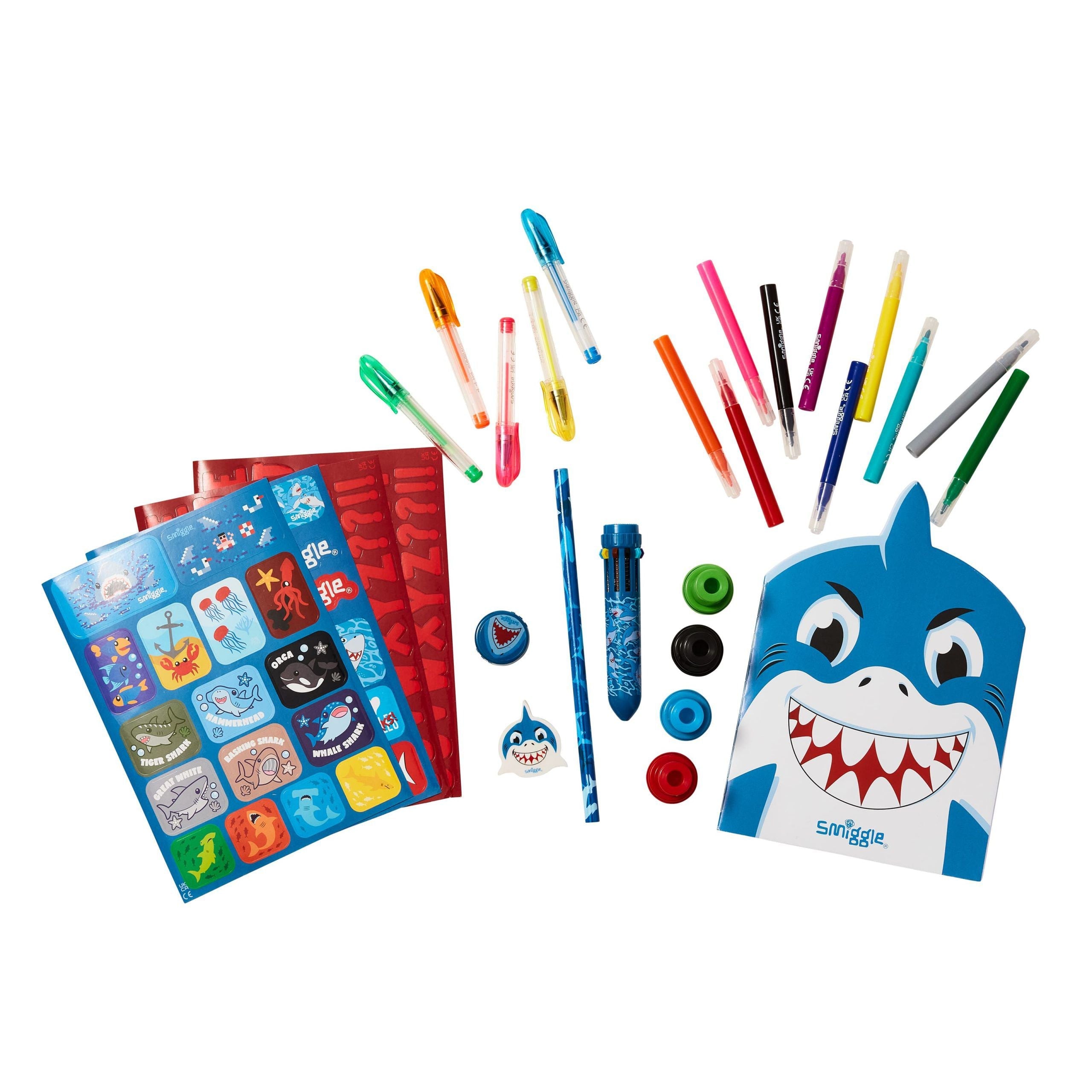 Smiggle - Mochila con Lápices de Colores de Tiburón Azul Dulce para Niños Pequeños