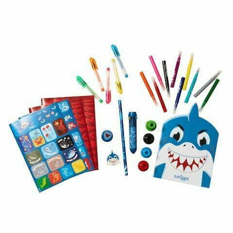 Smiggle - Mochila con Lápices de Colores de Tiburón Azul Dulce para Niños Pequeños