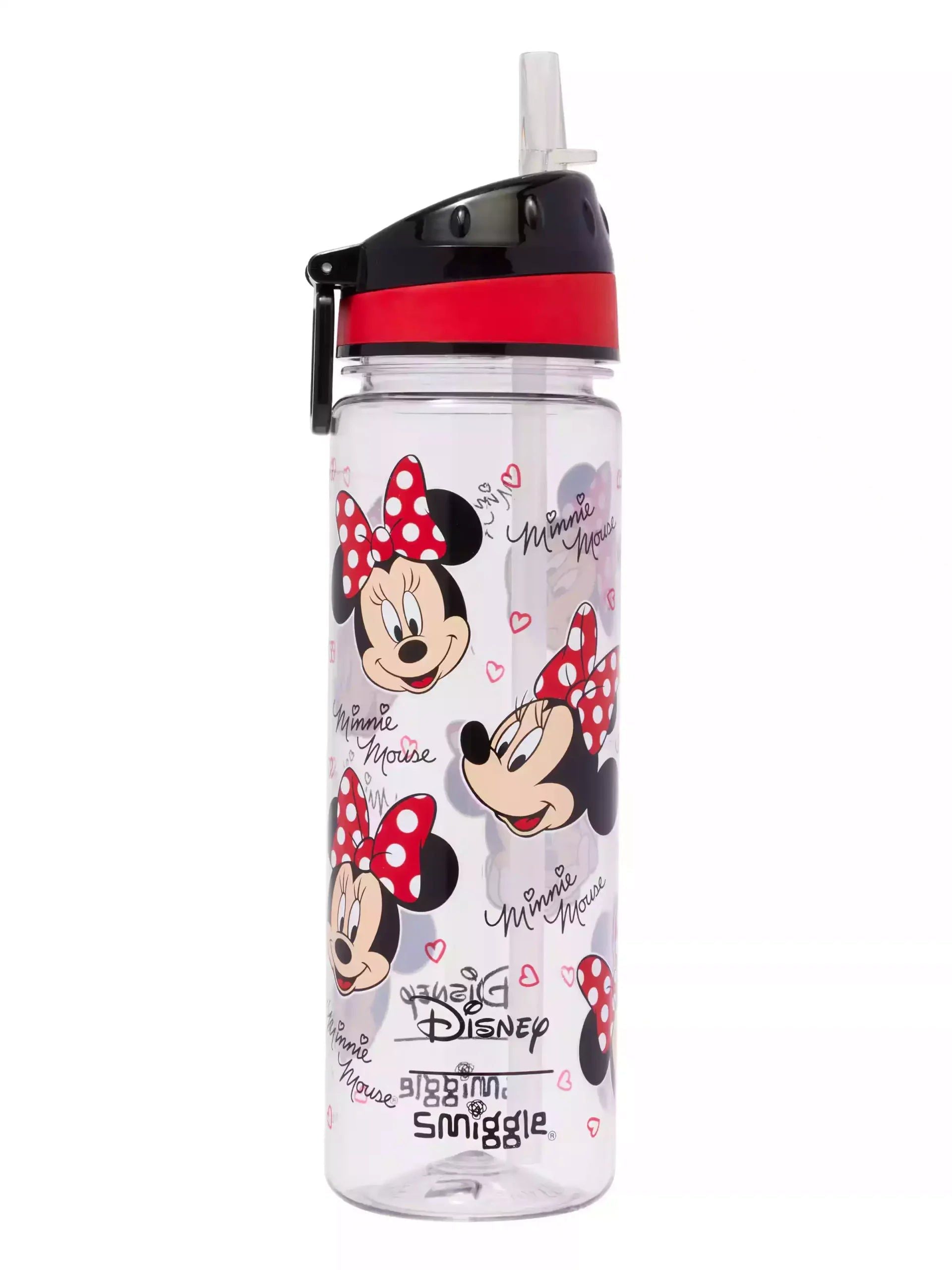 Smiggle - Botella de agua Minnie Mouse de 650 ml sin BPA con pajita