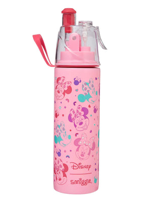 Smiggle - Botella de agua de acero inoxidable con pulverizador Minnie Mouse de 500 ml
