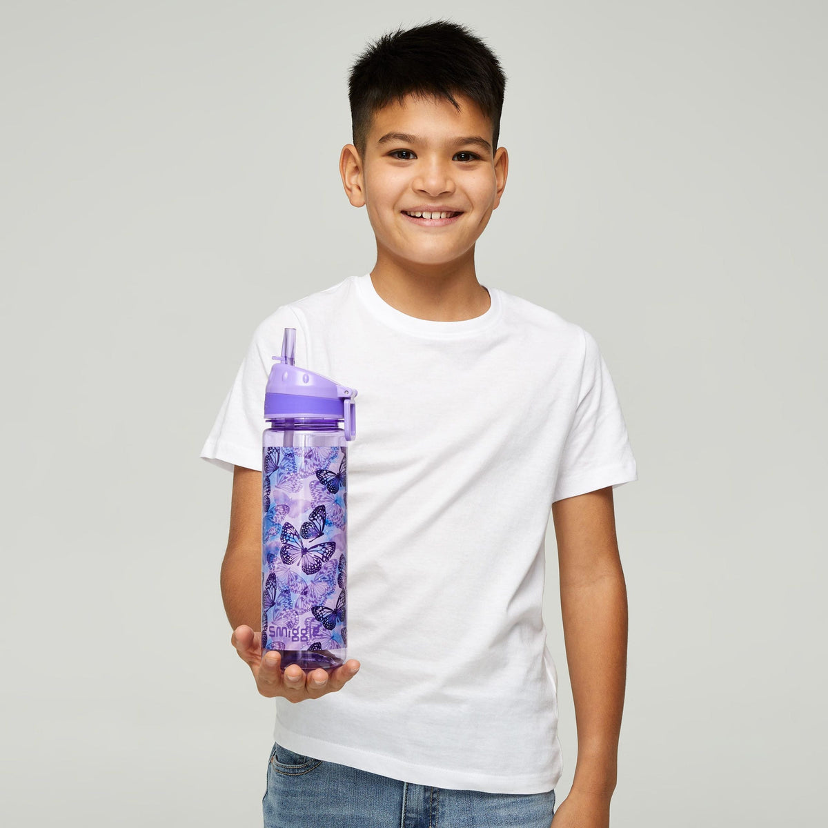 Smiggle - Botella de agua Mirage de 650 ml sin BPA con pajita