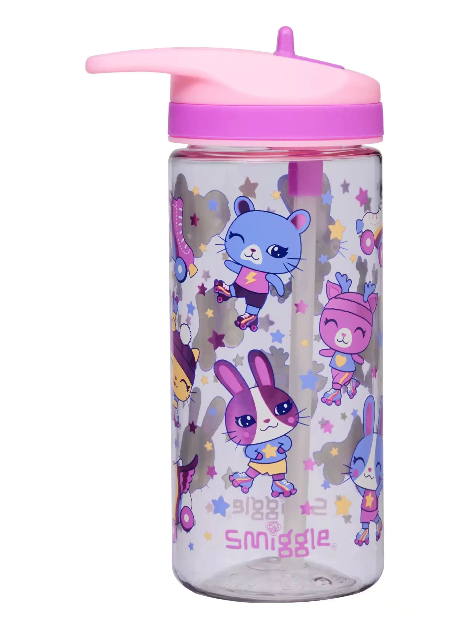 Smiggle - Botella de agua con pajita de 440 ml sin BPA