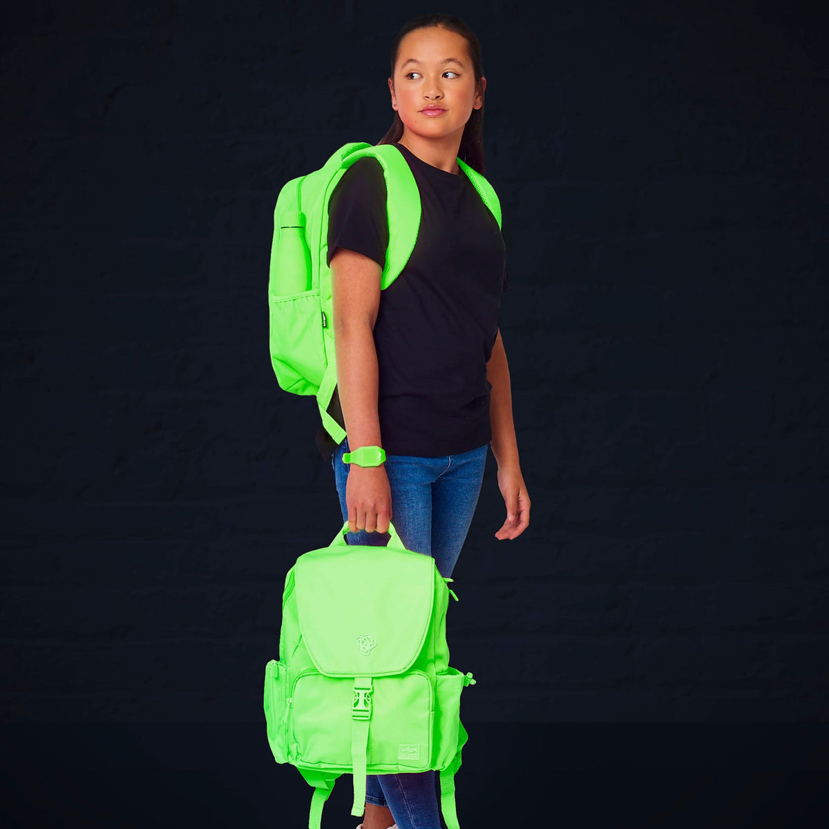 Smiggle - Mochila grande neón