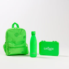 Smiggle - Set de mochila escolar con fiambrera neón