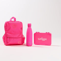 Smiggle - Set de mochila escolar con fiambrera neón