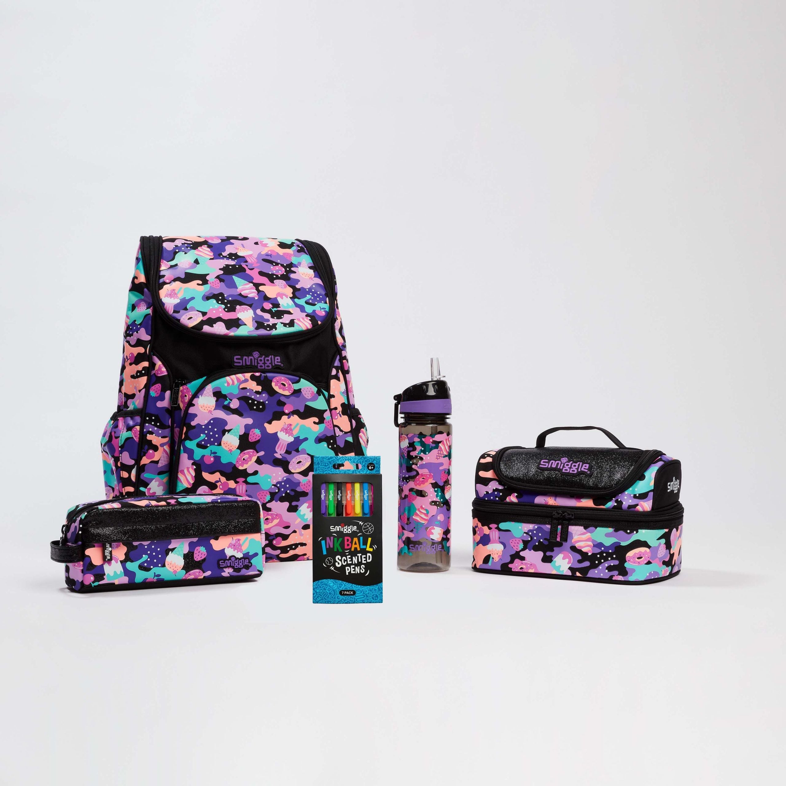 Smiggle - Mochila Escolar - Pack Escolar Hide Negro Púrpura
