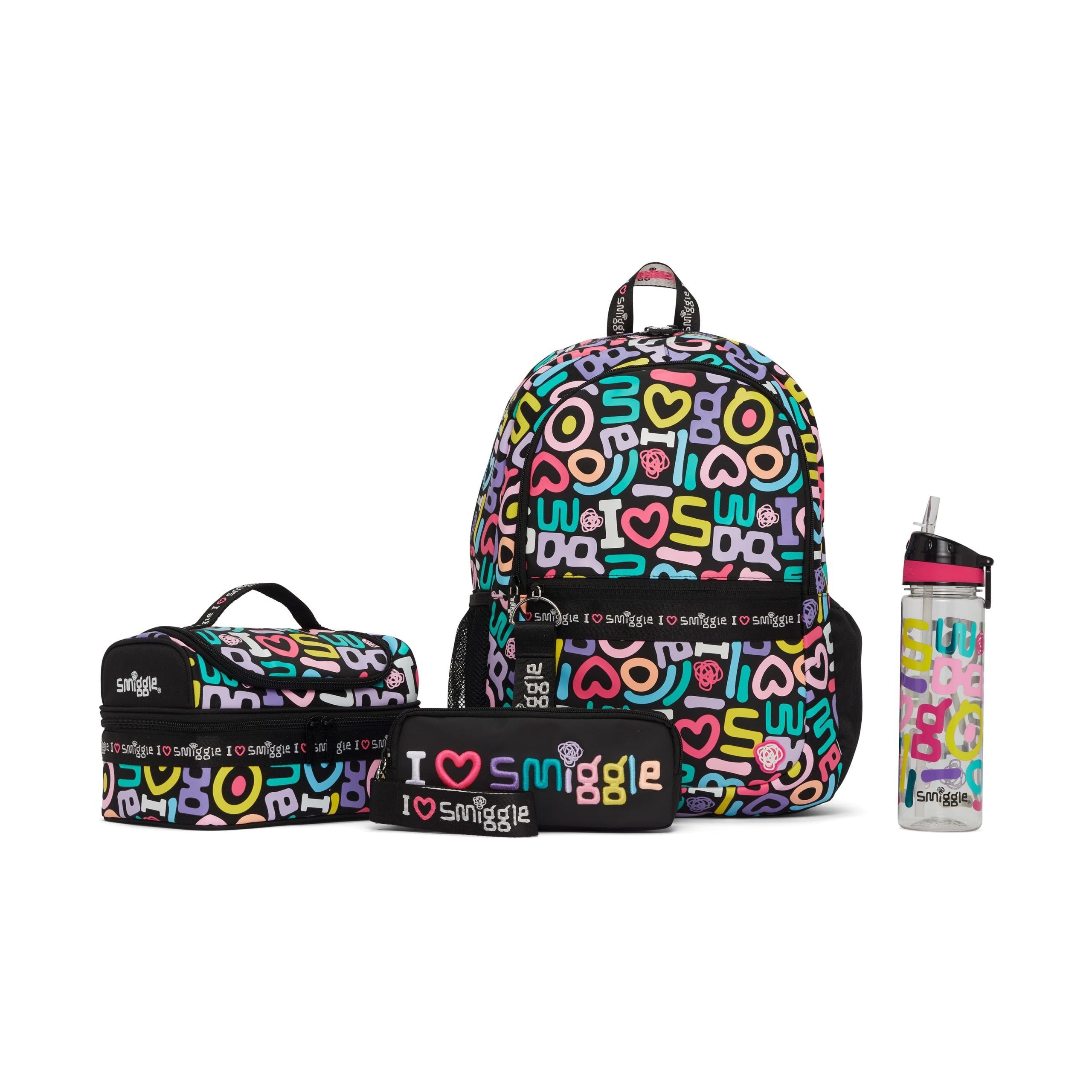 Smiggle - Set de mochila escolar - Pack escolar negro y morado