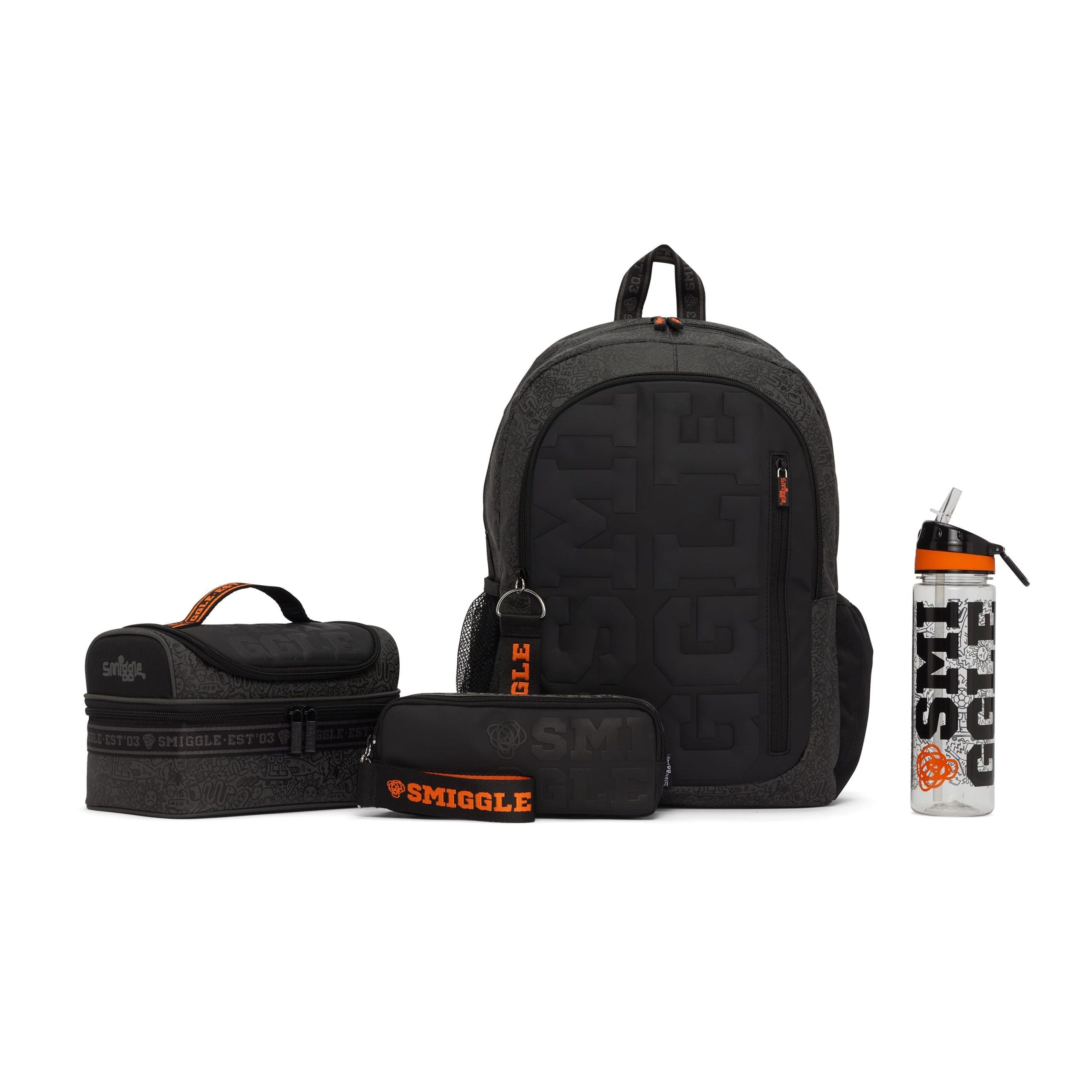 Smiggle - Set de mochila escolar - Pack escolar negro