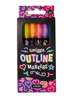 Smiggle - Set de 6 resaltadores de purpurina plateada brillante con contorno