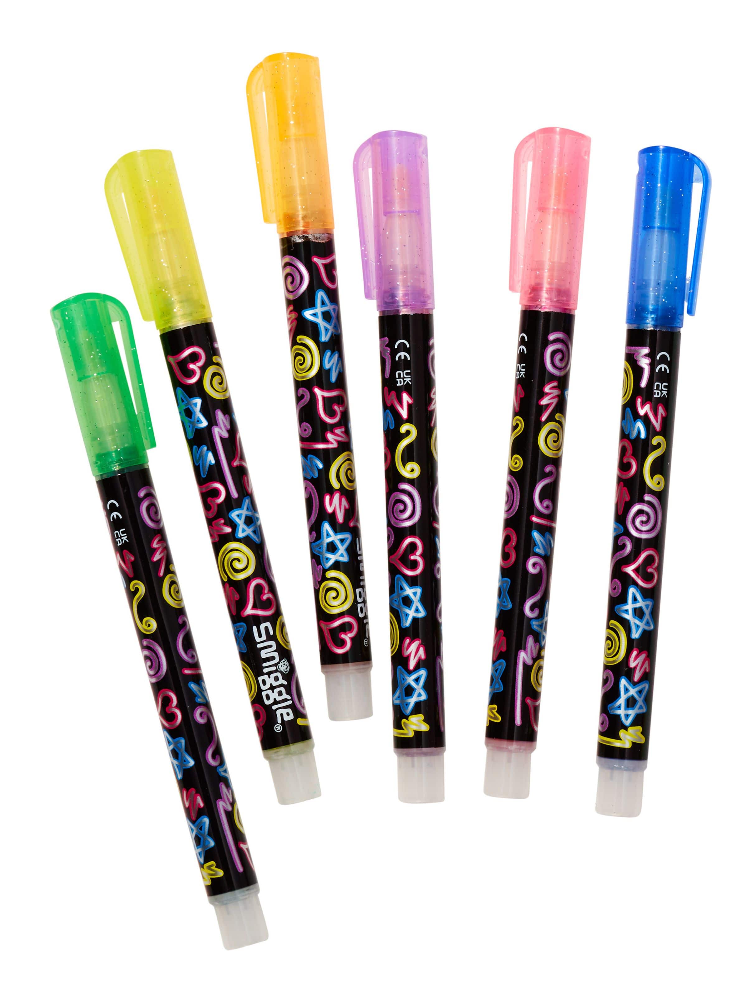 Smiggle - Set de 6 resaltadores de purpurina plateada brillante con contorno