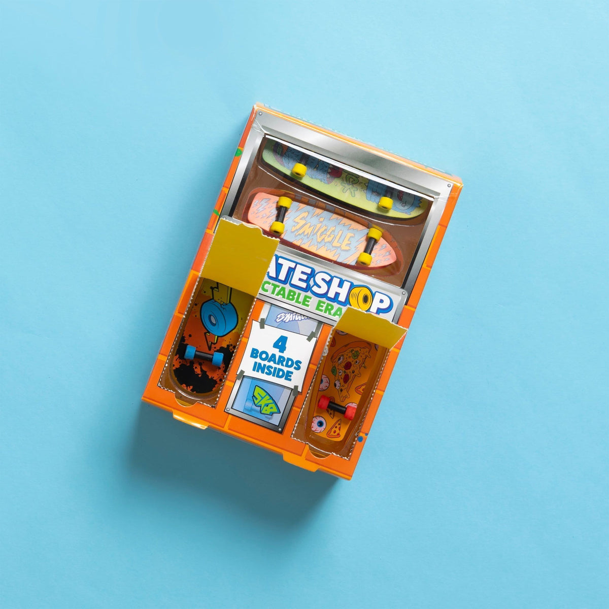 Smiggle - Paquete de borrador sorpresa con monopatín de dedo