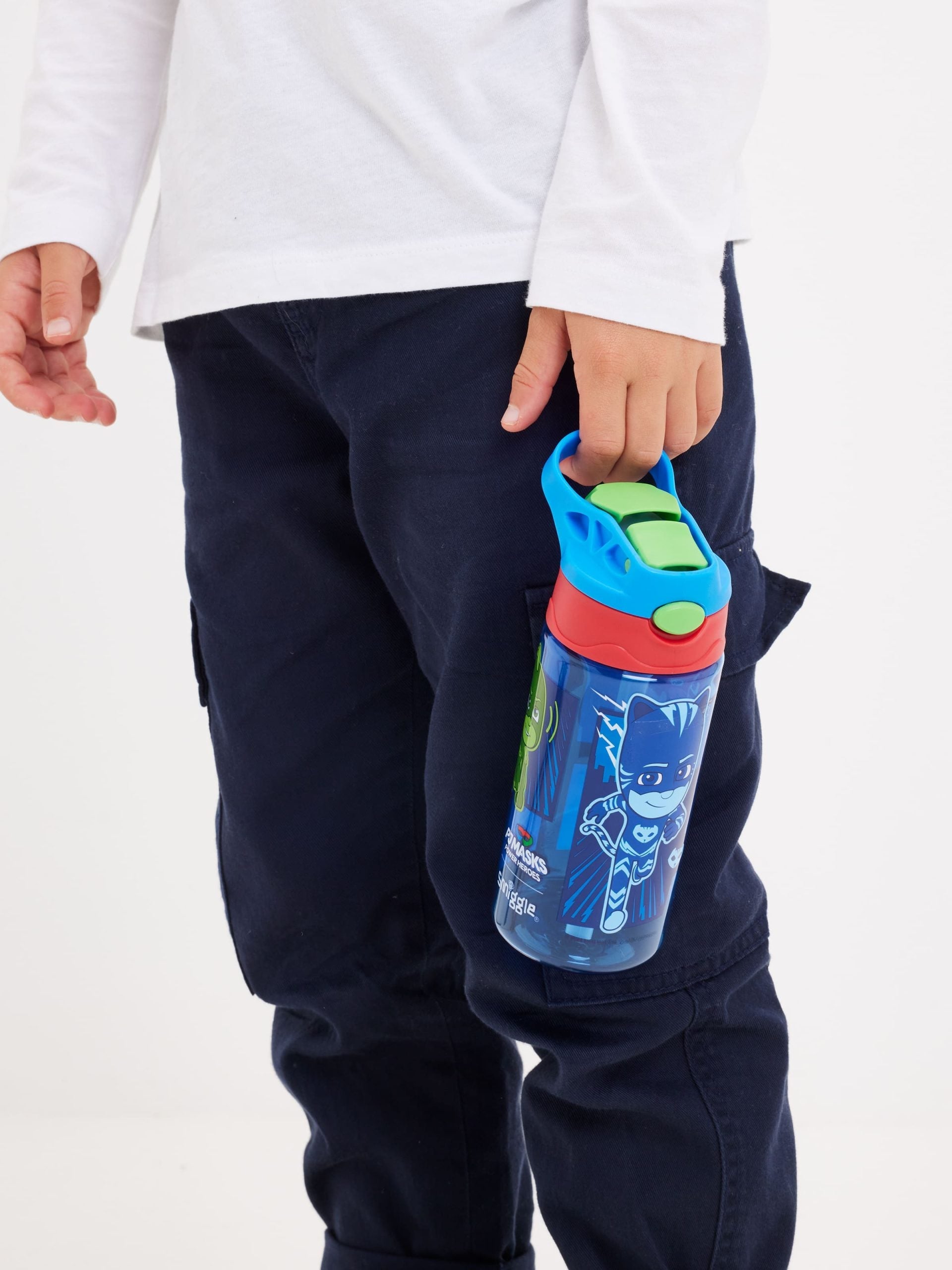 Smiggle - Botella de agua PJ Mask de 440 ml sin BPA con pajita automática