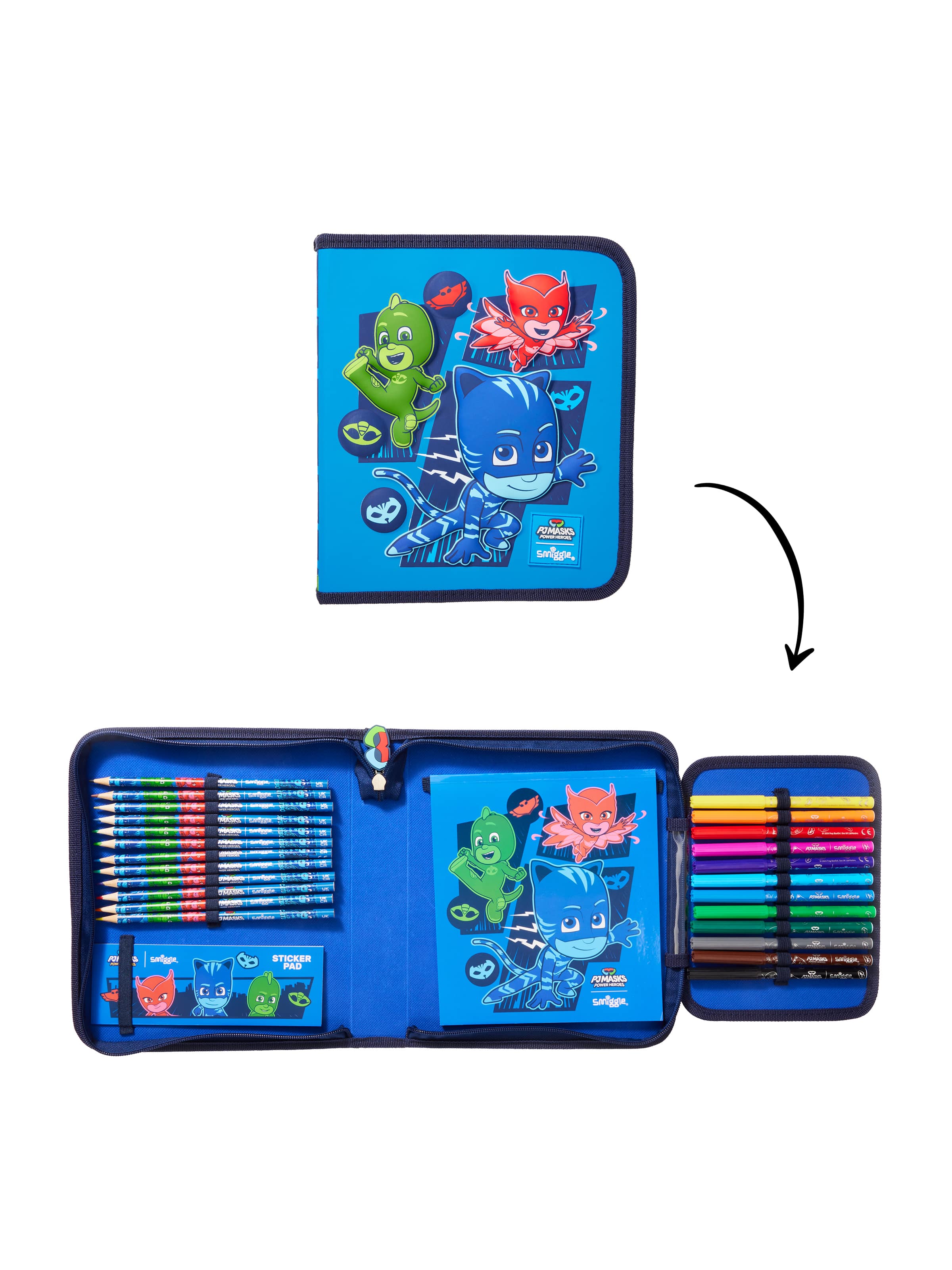 Smiggle - Set de papelería y estuche PJ Masks