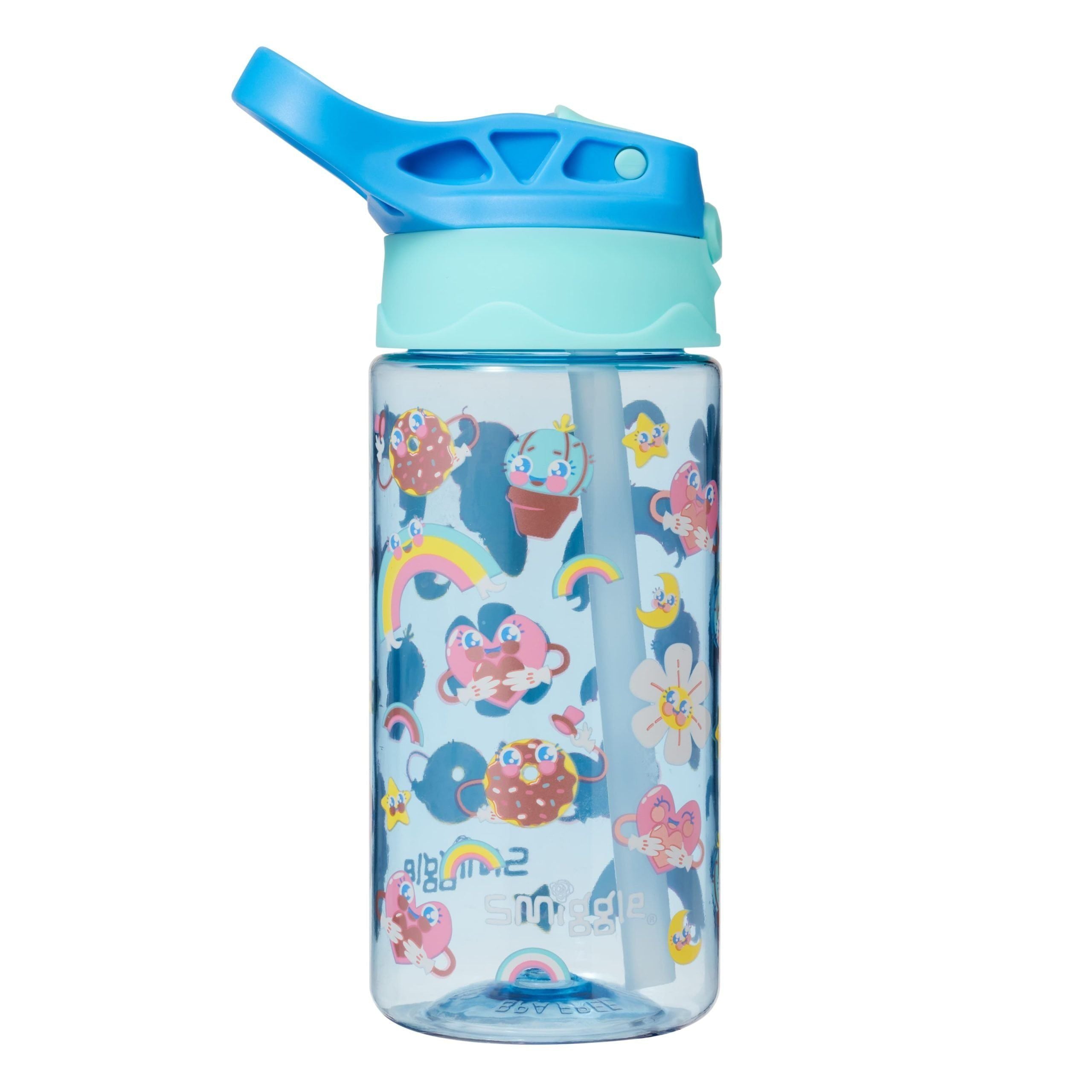 Smiggle - Botella de agua Pop Junior de 430 ml con pajita oculta automática