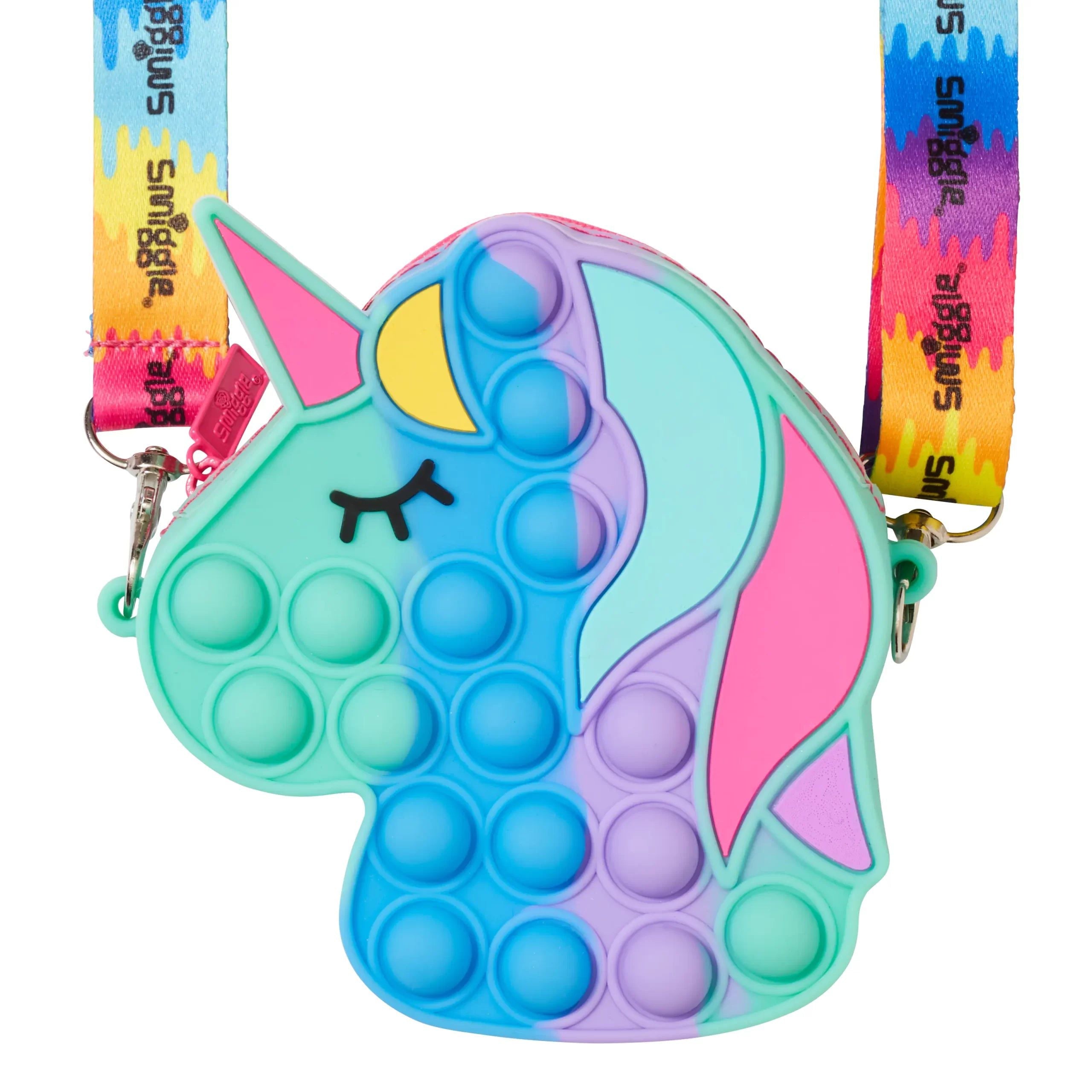 Smiggle - Bolso de hombro pequeño con correa Popit Unicorn
