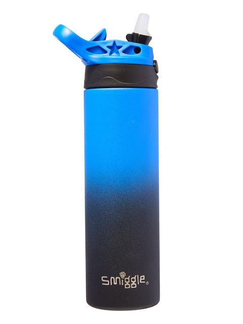 Smiggle - Botella de acero inoxidable con pajita automática, 520 ml, mate, color empolvado