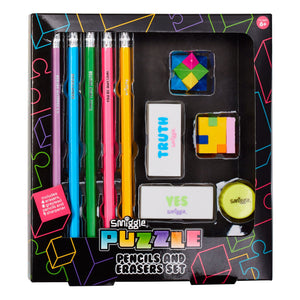 Smiggle - Pack de lápiz y goma de borrar "Puzzle Fun"