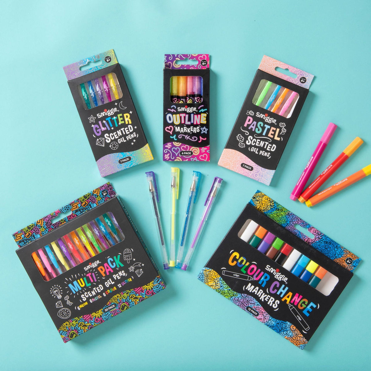 Smiggle - Bolígrafos de colores perfumados Pop Click x30