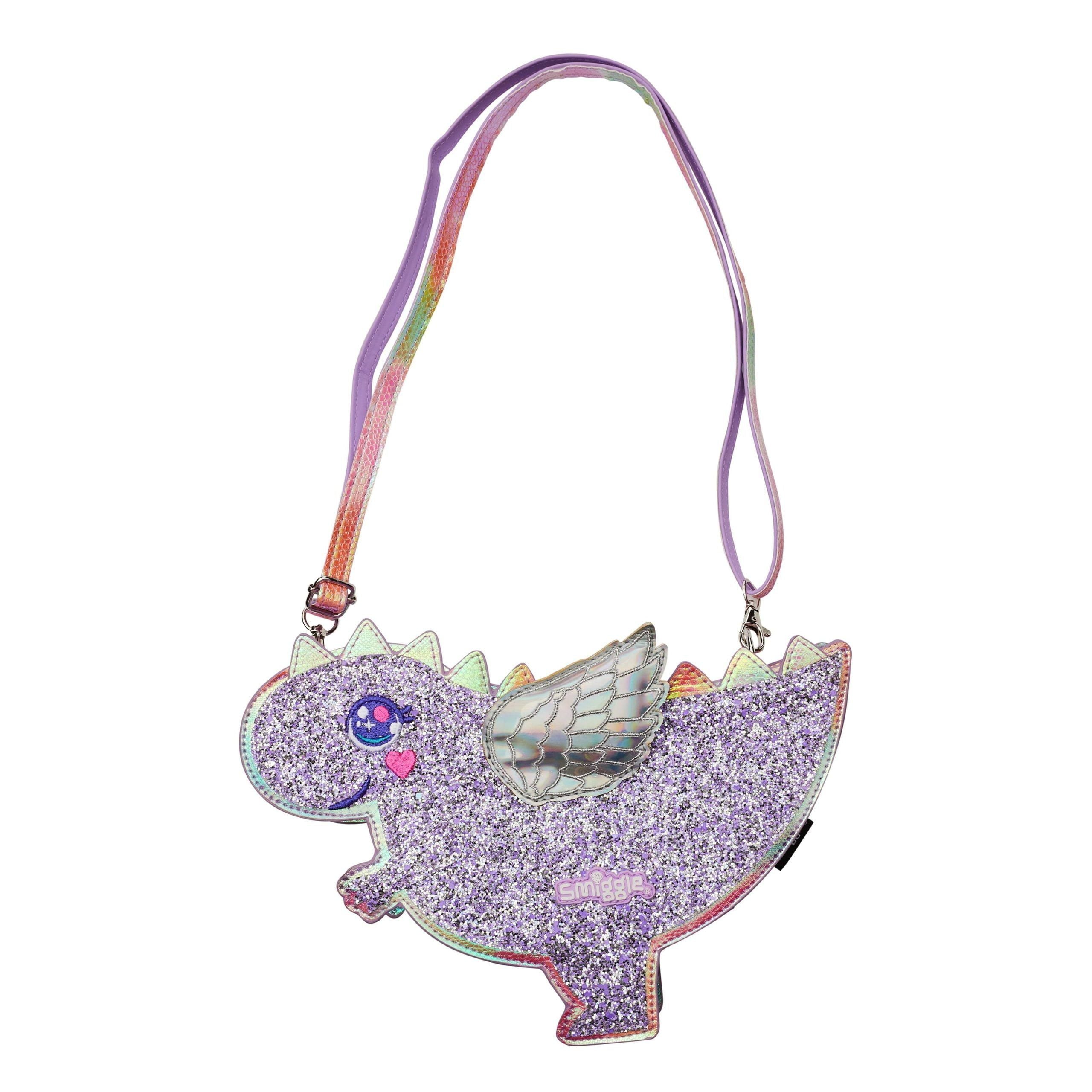 Smiggle - Bolso de hombro con diseño de dinosaurio y purpurina