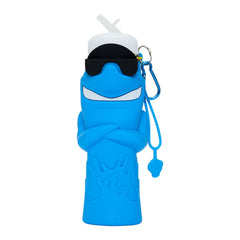 Smiggle - Botella de agua plegable de silicona sin BPA, 600 ml, con pajita, modelo tiburón